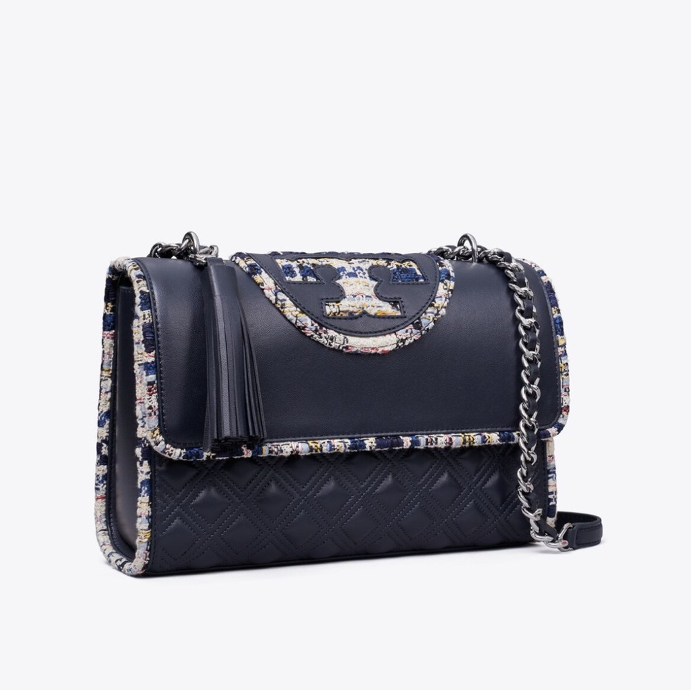 Tory Burch Navy and Multicolor Quilted Shoulder Bag